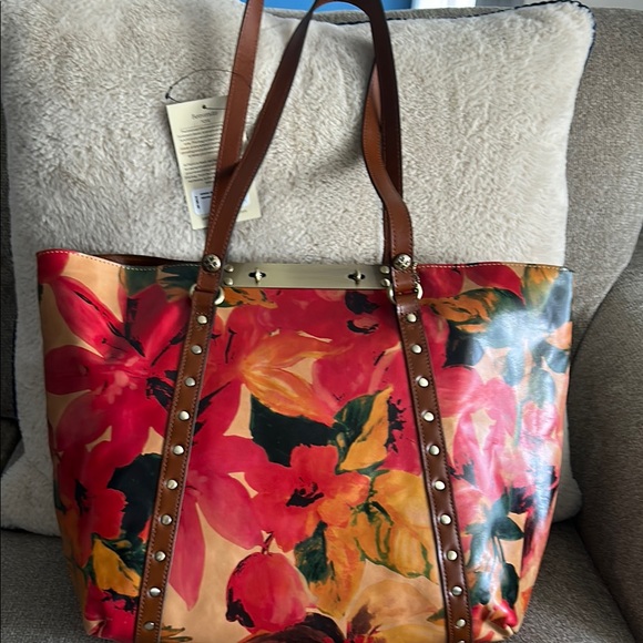 Patricia Nash Red and Orange Artistic leather Benvenuto Tote NWT - Picture 8 of 16